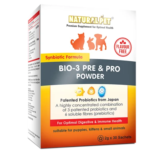 Probiotik untuk Haiwan Peliharaan Natural Pet Kucing Bio-3 Pre & Pro Powder (Flavour Free)
