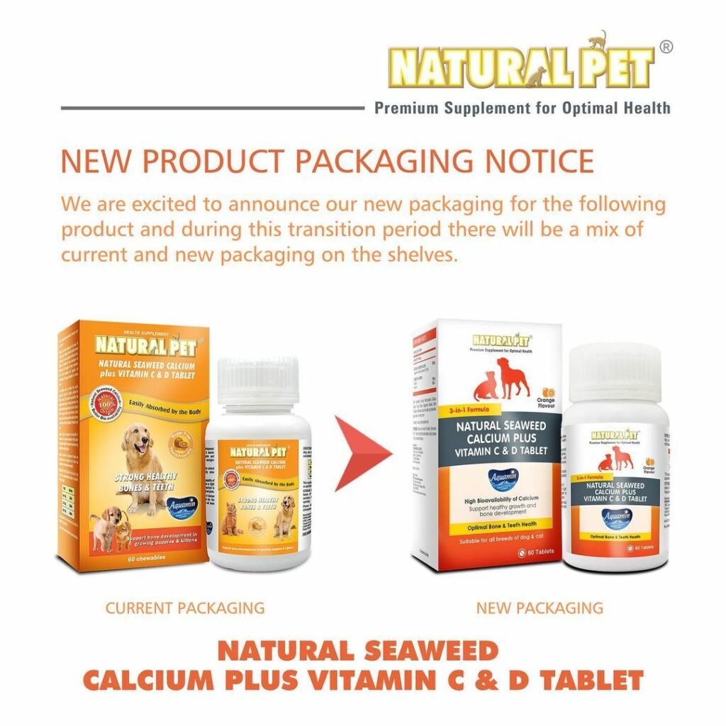 New Product Packaging Notice Natural Pet Supplements
