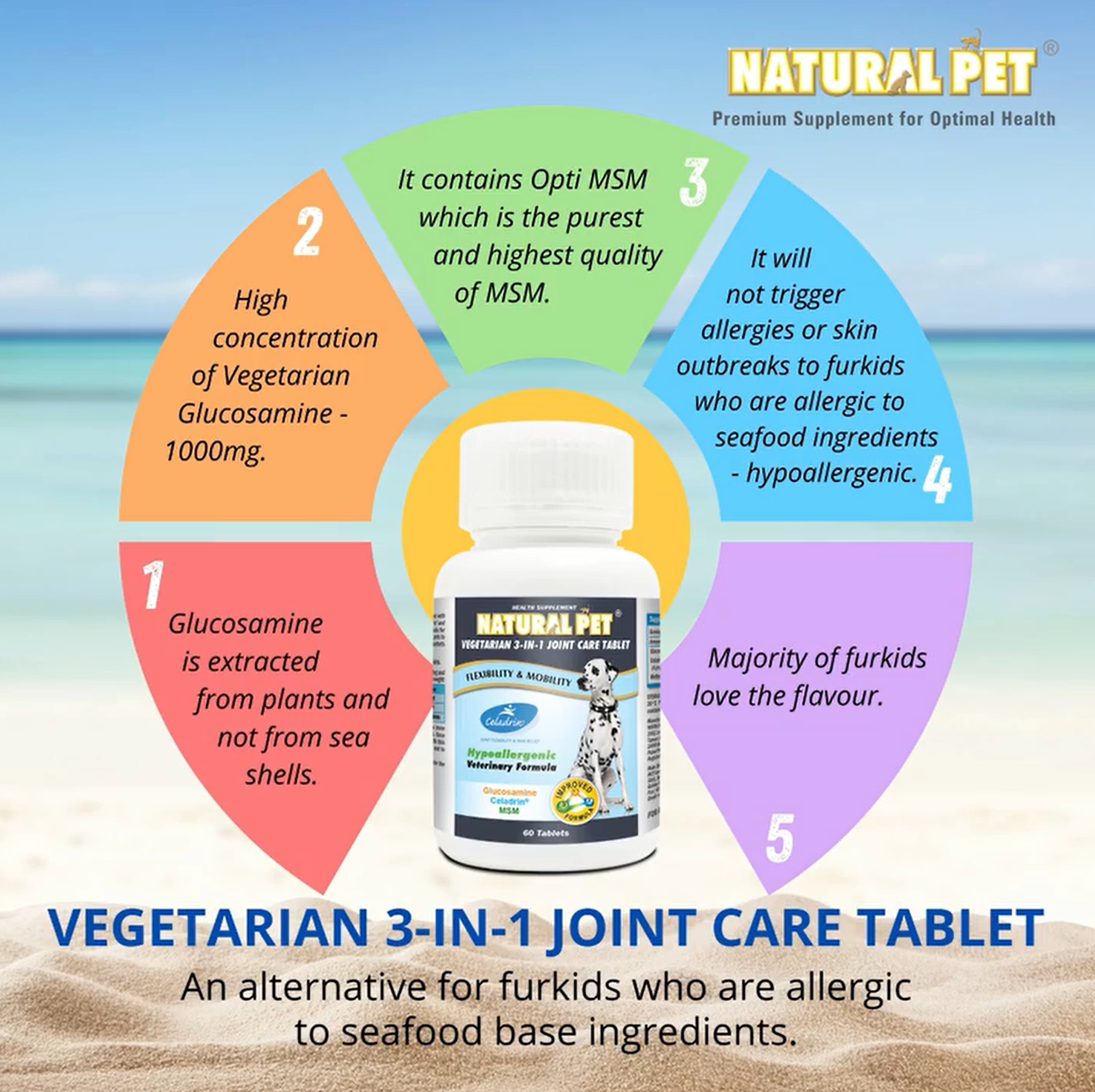 素食三合一关节护理片有用提示宠物保健品Natural Pet新加坡